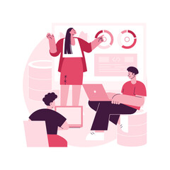 Big data conference abstract concept vector illustration. Innovative idea presentation, science meeting, place to join analysts, latest scientific research, learning platform event abstract metaphor.