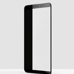 a black rectangular cellphone with a white screen