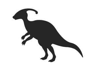 恐竜のパラサウロロフスのシルエットのイラスト