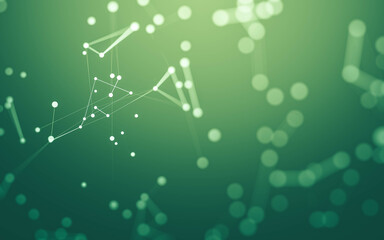 Abstract background. Molecules technology with polygonal shapes, connecting dots and lines. Connection structure. Big data visualization.