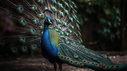 Exquisite Peacock Unveiling its Vibrant Plumage in a Dazzling Display