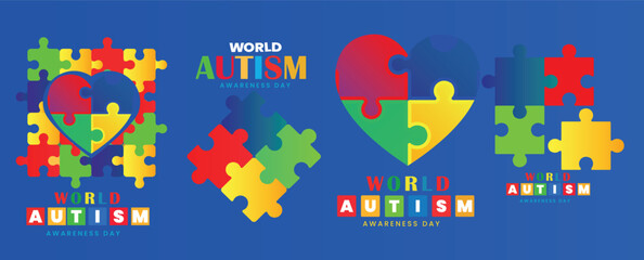 World Autism awareness day vector, Puzzles, autism awareness vector