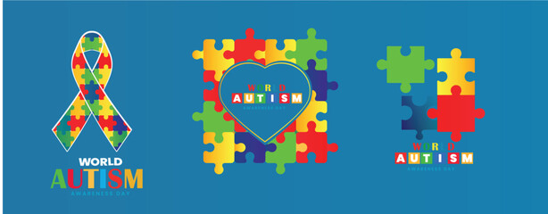 World Autism awareness day vector, Puzzles, autism awareness vector