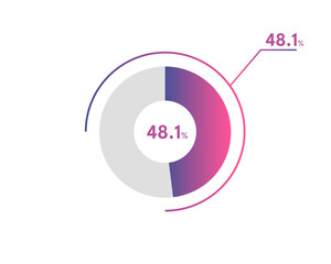48.1 Percentage circle diagrams Infographics vector, circle diagram business illustration, Designing the 48.1% Segment in the Pie Chart.
