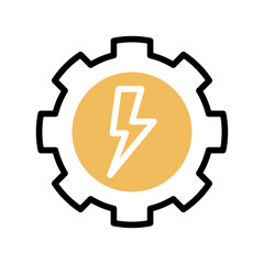 gear energy icon,lightning.isolated editable white background.