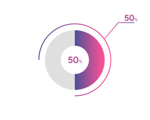 50 Percentage circle diagrams Infographics vector, circle diagram business illustration, Designing the 50% Segment in the Pie Chart.