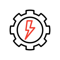 gear energy icon,lightning.isolated editable white background.
