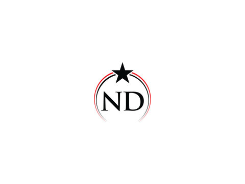 Modern Luxury ND Logo Icon, Premium Nd Royal Star Logo Letter
