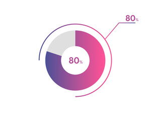 80 Percentage circle diagrams Infographics vector, circle diagram business illustration, Designing the 80% Segment in the Pie Chart.
