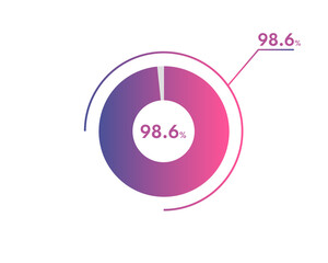 98.6 Percentage circle diagrams Infographics vector, circle diagram business illustration, Designing the 98.6% Segment in the Pie Chart.