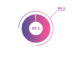 99.1 Percentage circle diagrams Infographics vector, circle diagram business illustration, Designing the 99.1% Segment in the Pie Chart.