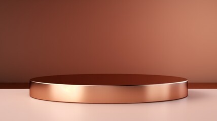 Bronze Abstract Minimalistic Product Podium. The Scene for Product Presentation. 3D Room with Geometric Platform Stage Pedestal. Ai Generated Podium Mockup for a Product advertisement.