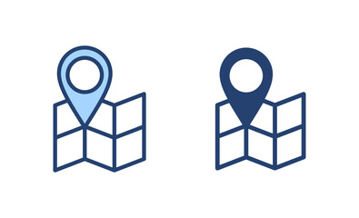 Maps and pin icon vector. location sign and symbol. geo locate, pointer icon.