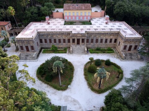 aerial view of Villa San Martino Napoleonic residence. Portoferraio, Elba Island, Livorno, Tuscany, Italy