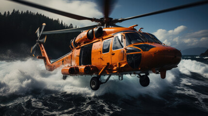 Fototapeta na wymiar Coast Guard Rescue Helicopter