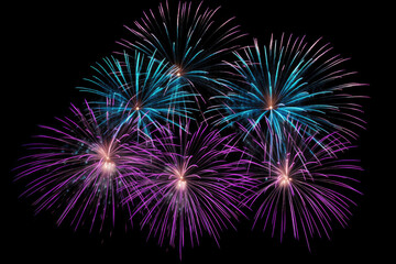 Colorful fireworks on black background Generative AI