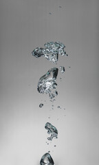 Air bubbles in water on white background