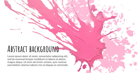 Pink ink brush stroke background. Vector banner.