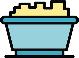 Farm breakfast icon outline vector. Cereal bowl. Corn box color flat