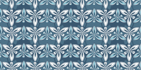 Abstract patterned repeating petals. Two shapes with six petals, floral geometric pattern.