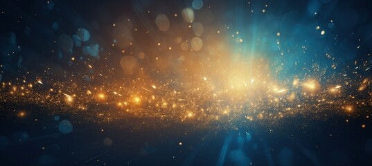 Fototapeta premium Blue background with shiny stars, concept of christmas and festivities. Generative AI