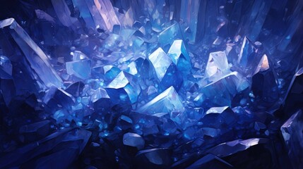 Background with blue crystals, gemstones. Generative AI