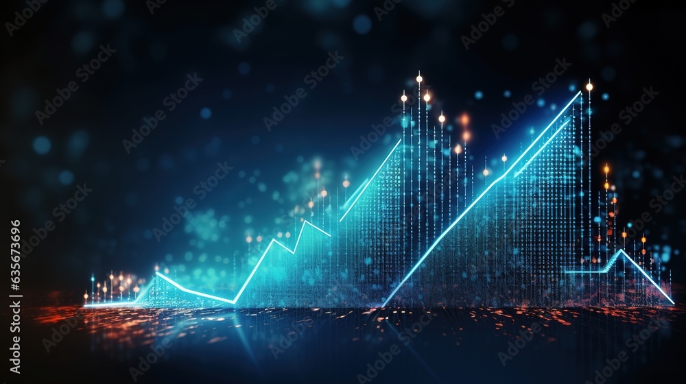Poster background of an arrow chart digital transition abstract technology. big data and company expansion 
