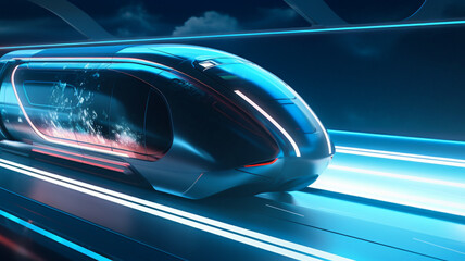 Futuristic autonomous vehicle hyperloop high speed train