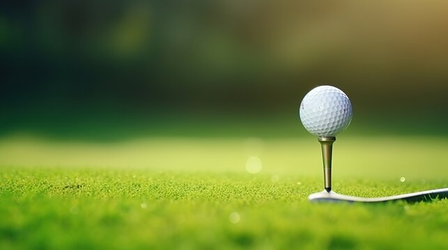 golf ball on the green background. generative ai