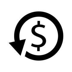 Dollar symbol in circular arrow. Chargeback, refunds icon. Money return icon. Cashback, exchange icon. Vector illustration.