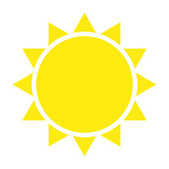 Yellow sun icon. Hot yellow sun. Vector illustration. EPS 10.