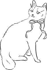 Cat line art minimalistic illustration.