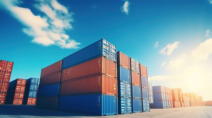 Fototapeta premium container cargo freight ship with containers. generative ai
