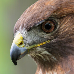 Red tailed hawk close up portrait
