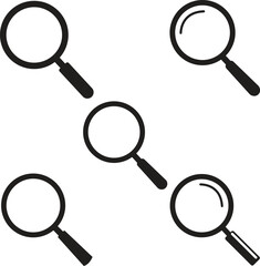 Magnifying glass icon in flat style. magnifier or loupe sign isolated on white background, Search symbol. Research, find icon. Lens, look magnifier, loupe sign.