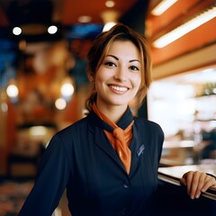Fototapeta premium Serenity in Leadership: The Smiling Spa Manager's Empowering Presence