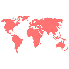 Red Color World Map Illustration