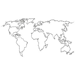 One Line Art World Map Illustration