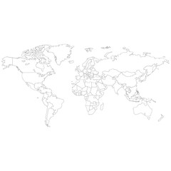 Fototapeta na wymiar One Line Art World Map Illustration