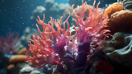 Naklejka na ściany i meble the underwater world of a coral reef in macro