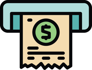 Payment bill icon outline vector. Money freedom. Work free color flat