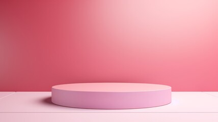 Pink Sapphire Crystal Abstract Minimalistic Product Podium. The Scene for Product Presentation. 3D Room with Geometric Platform Stage Pedestal. Ai Generated Podium Mockup for a Product advertisement.
