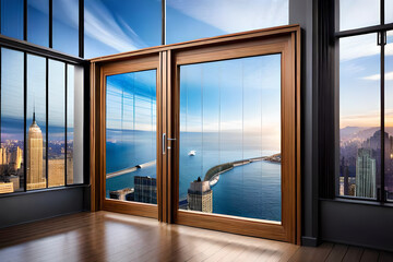 Obraz premium abstract interior of a rural house room with beautiful window view