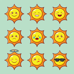 sun emoticon space cartoon vector art illustration