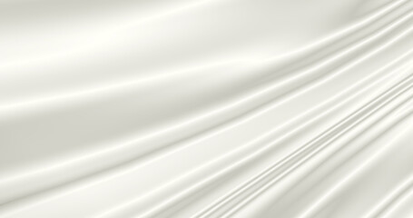 滑らかなドレープの白色のサテン生地の抽象的な背景素材