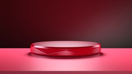 Ruby Crystal Abstract Minimalistic Product Podium. The Scene for Product Presentation. 3D Room with Geometric Platform Stage Pedestal. Ai Generated Podium Mockup for a Product advertisement.