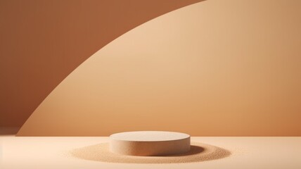 Sand Abstract Minimalistic Product Display Podium. The Scene for Product Presentation. 3D Room with Geometric Platform Stage Pedestal. Ai Generated Podium Mockup for a Product advertisement.