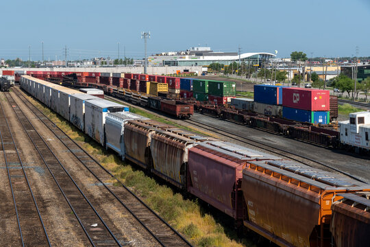 Symington Yard in Winnipeg, Manitoba, Canada, on July 20, 2023. Symington Yard is the largest rail classification yard of the Canadian National Railway. 