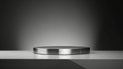 Silver Abstract Minimalistic Product Podium. The Scene for Product Presentation. 3D Room with Geometric Platform Stage Pedestal. Ai Generated Podium Mockup for a Product advertisement.