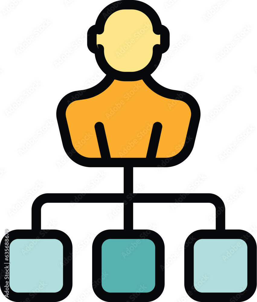 Poster task group icon outline vector. office system. productive job color flat